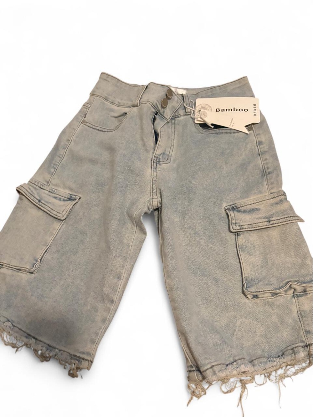 Women’s Beige Cargo Denim Shorts
